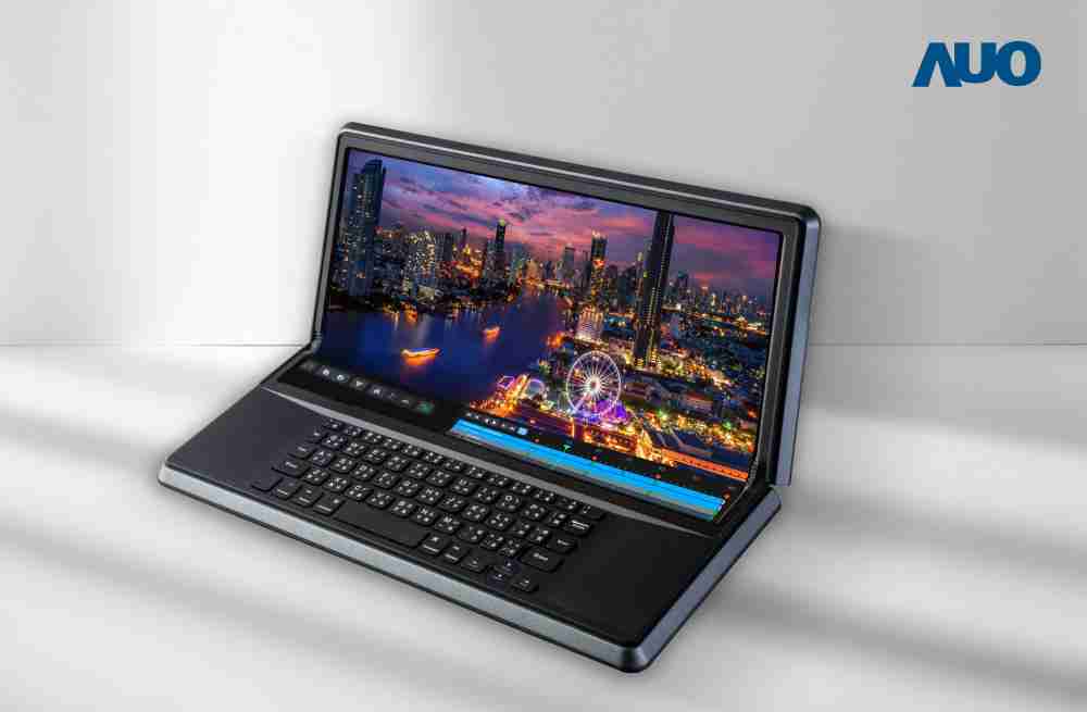 PA直营14.6吋Micro LED折迭显示屏幕，，，搭配半径4mm的弯折绞炼，，，以及高画素、、、、高亮度、、、高对比度的显示技术特点，，，即便在大视角下仍保有绝佳色相与亮度