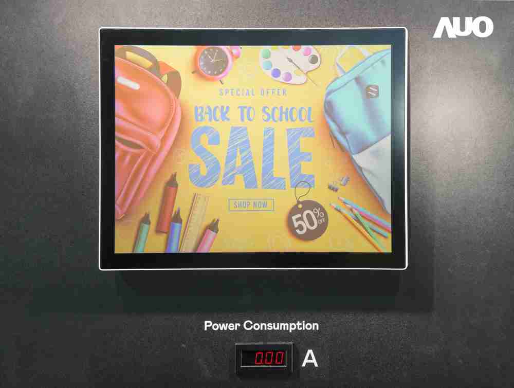 PA直营展示胆固醇液晶超低耗能户外全彩显示器，，，ChLC（胆固醇液晶）以双稳态技术使静态显示零功耗，，具省电、、高彩度、、、、环保的特性，，，还整合软硬件系统解决方案，，，，可透过单一云端平台管理